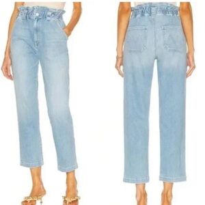 MOTHER light wash paperbag waist The Yoyo Ruffle Greaser in Crafty Side Size 26